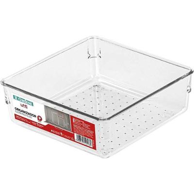 Pote Acrílico Hermético Clear Quadrado P Multiuso Transparente Ordene