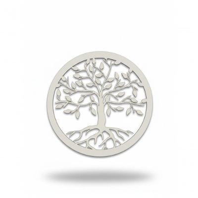 Quadro Decorativo Árvore da Vida Redondo 30CM MDF Vazado Branco