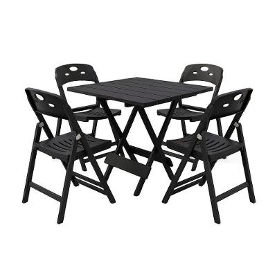 Kit Mesas Dobráveis Elegance 4 Lugares MDF com Cadeiras Preto 70CM Mega Madeira