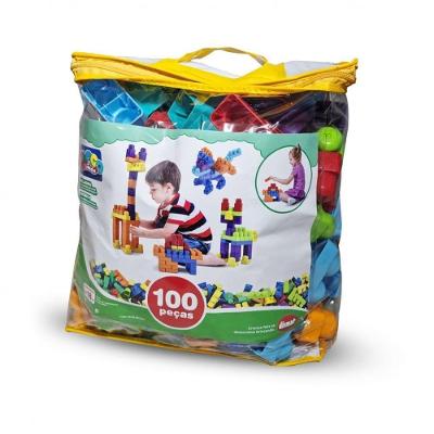 Brinquedo para Montar Brocolandia 100 Peças com Sacola Dismat Brinquedos