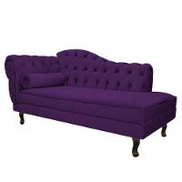 Kit Diva Recamier Diana 130Cm Lado Direito E 02 Poltronas Julia Suede - Doce Sonho Móveis Roxo - 5