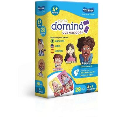 Dominó das Emoções 28 Peças Português Inglês e Espanhol Toyster Brinquedos