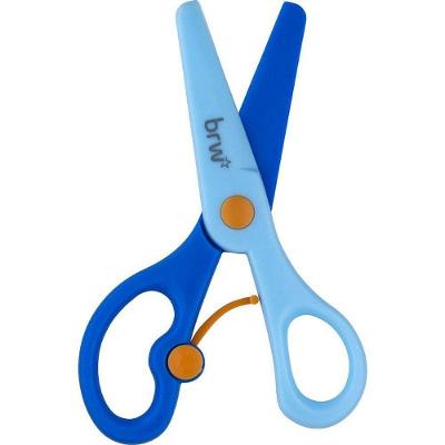 Tesoura Escolar BRW com Mola sem Lâmina 13cm Display 12 Unidades