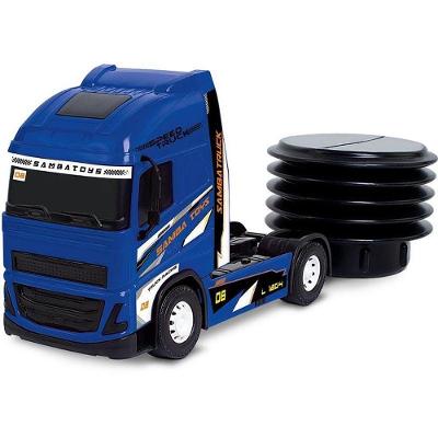 Caminhão Truck Bruto Super Fast Rodas Livres Adesivos Samba Toys