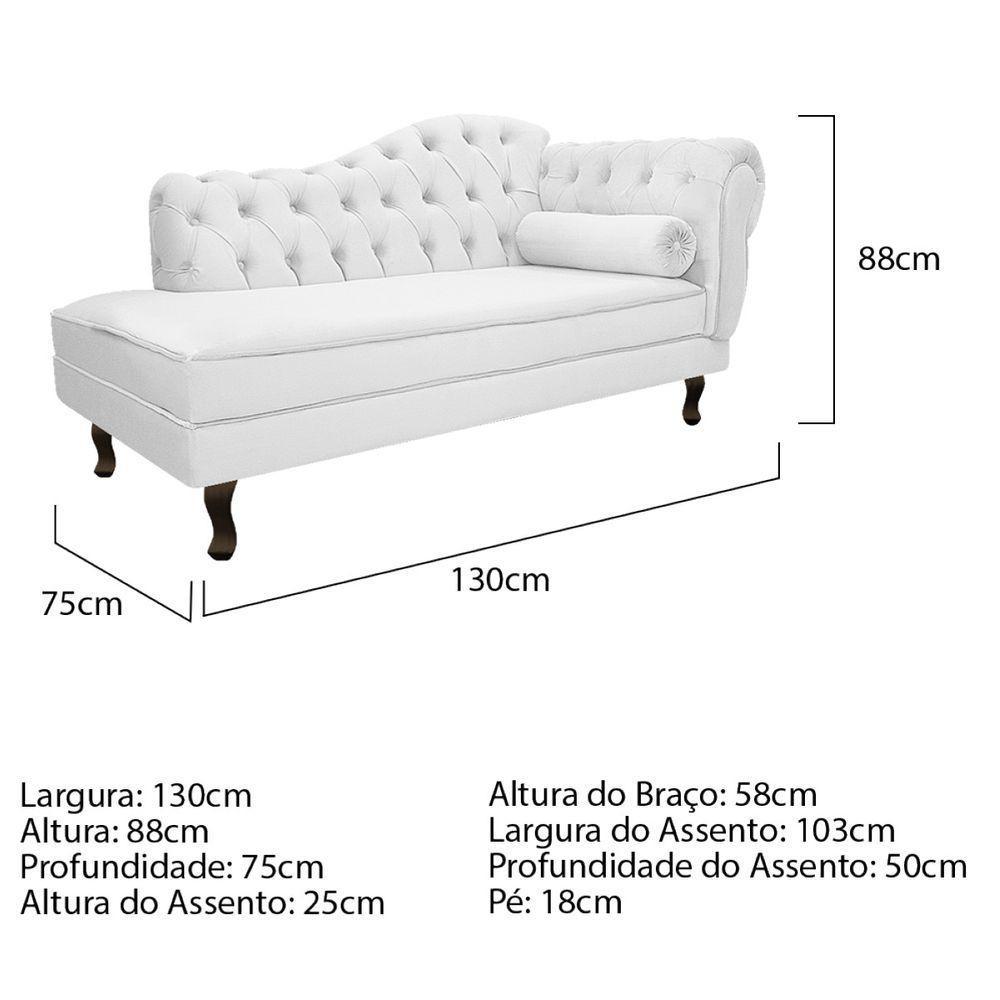 Kit Diva Recamier Diana 130Cm Lado Esquerdo E 01 Poltrona Classic Corano - Doce Sonho Móveis Branco - 6