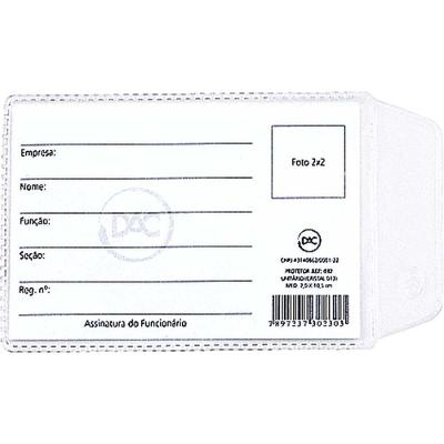 Porta Documento DAC para CNH com Aba PVC Cristal 6,5x9,5cm 100 Unidades
