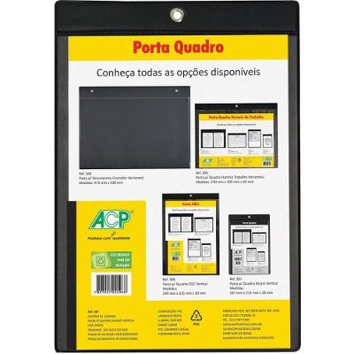 Porta Alvará Vertical ACP em PVC com Ilhós 16,5x21,5CM Preto