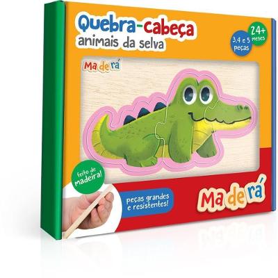 Kit Quebra-Cabeça Madeira Animais da Selva 3 4 e 5 Peças Toyster Brinquedos