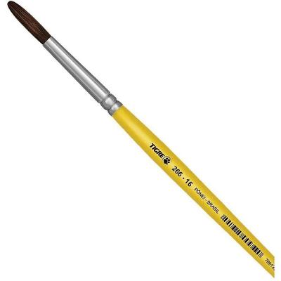 Pincel Escolar Redondo 266 No 16 Pelo de Pônei Amarelo Tigre