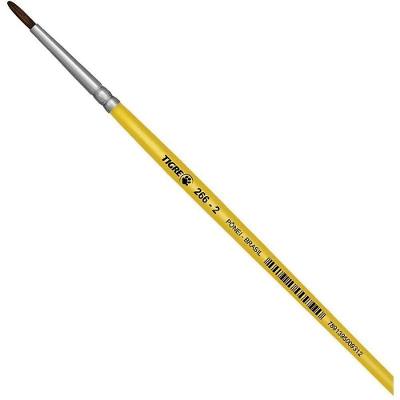 Pincel Escolar Redondo 266 No 02 Pelo de Pônei Amarelo Tigre