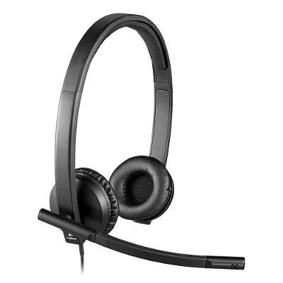 Headset Logitech H570e Mono USB Microfone Bidirecional ECM Preto