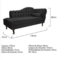 Kit Diva Recamier Diana 130Cm Lado Esquerdo E 02 Poltronas Julia Suede - Doce Sonho Móveis Preto - 3