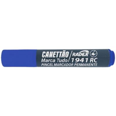 Pincel Marcador Permanente Radex Ponta Chanfrada Recarregável Cx 12 Azul