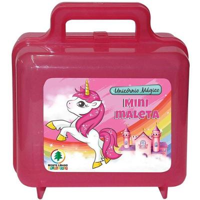 Organizador Maleta Unicórnio Mini Plástico com Adesivo Monte Líbano