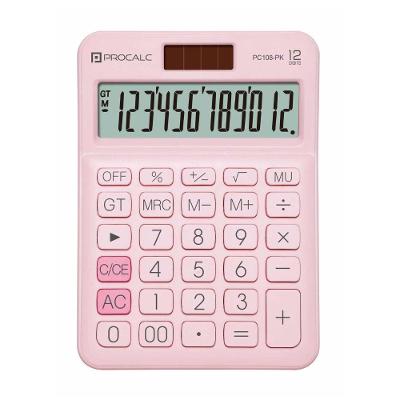 Calculadora de Mesa Procalc PC108-PK 12 Dígitos Visor Inclinado Dupla Alimentacao Solar e Bateria