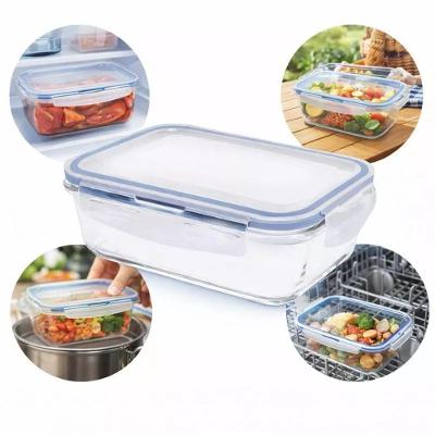 Pote Hermético Retangular Vidro Borossilicato 640ML 4 Travas Transparente