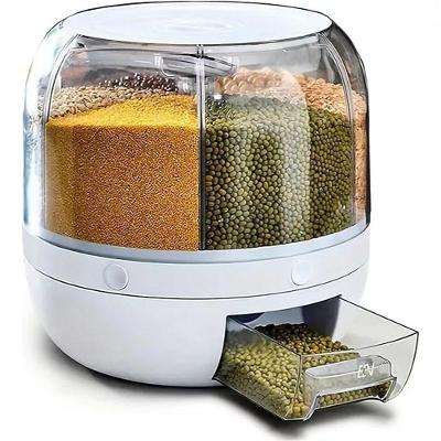 Pote Dispenser Giratório Hermético 6 Compartimentos para Grãos Transparente