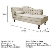 Kit Diva Recamier Diana 140Cm Lado Direito E 01 Poltrona Classic Linho - Doce Sonho Móveis Bege - 3