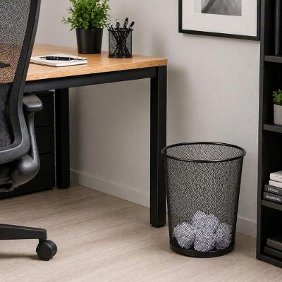 Lixeira Cesto Aramado Metal 12L Abertura Vazada Preto