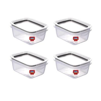 Kit 4 Potes Herméticos 550ML Polipropileno com Travas Transparente Plasútil