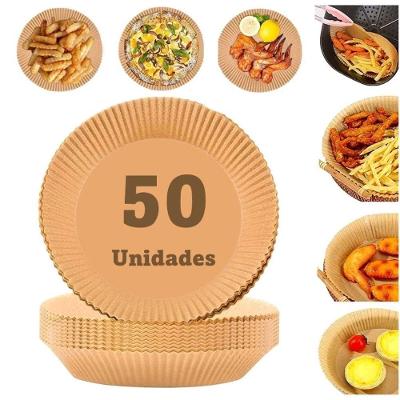 Kit 50 Forros de Papel para Air Fryer Antiaderente Biodegradável Descartável Marrom