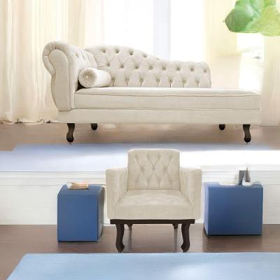 Kit Diva Recamier Diana 140Cm Lado Direito E 01 Poltrona Classic Suede - Doce Sonho Móveis Bege