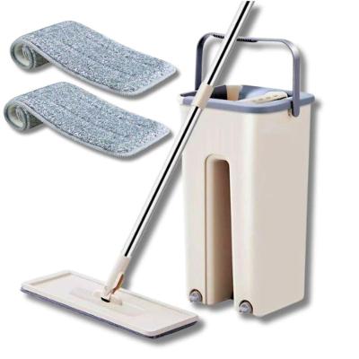 Mop Flat Lava e Seca Multiuso Balde 5L Rodo Esfregão Plástico Inox
