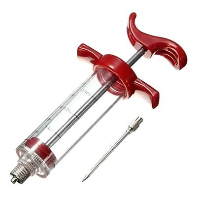 Seringa Injetora de Temperos 30ML Acrílico e Aço Inox para Carnes Novo Século