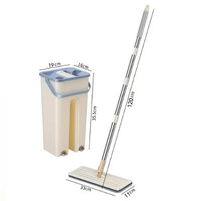 Mop Flat Balde 6L 2 Refis Microfibra Cabo Extensível Inox Mop Flat