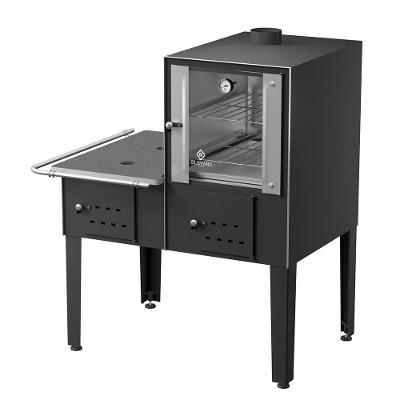 Forno Acoplado a Lenha 4 Bocas Elevare Industrial N°01 Esquerdo com Chapa de Ferro Fundido Preto