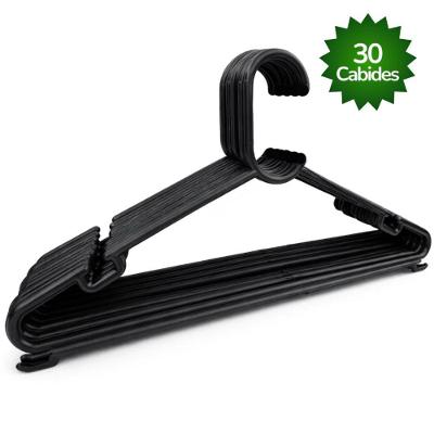 Kit 30 Cabides Redondos Resistentes para Guarda Roupa e Lojas Preto