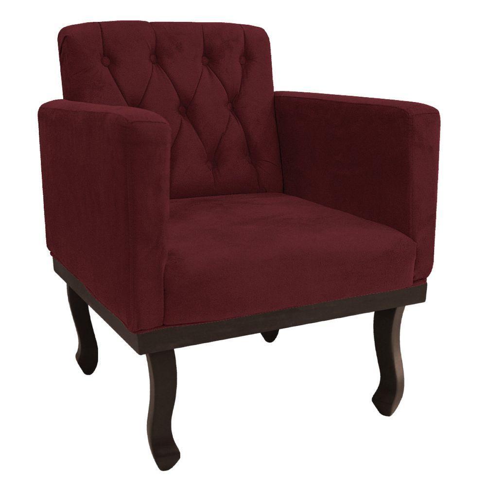 Kit Diva Recamier Diana 140Cm Lado Esquerdo E 01 Poltrona Classic Suede - Doce Sonho Móveis Bordô - 4
