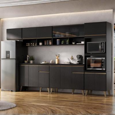 Cozinha Completa Atlanta Easy 6 Portas 2 Gavetas 330cm Preto Touch Móveis Carraro