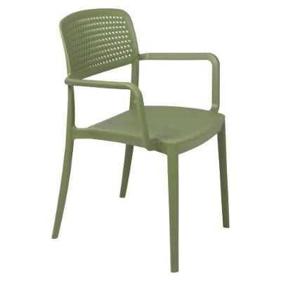 Cadeira com Braços Serena 92097027 Plástico Verde Oliva Empilhável Tramontina