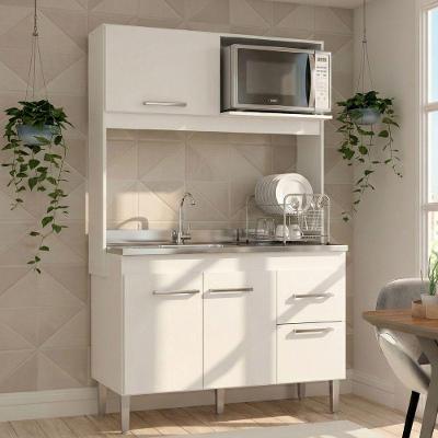 Armário de Cozinha Compacta Helena 3 Portas 1 Gaveta 122cm Branco Menu Móveis