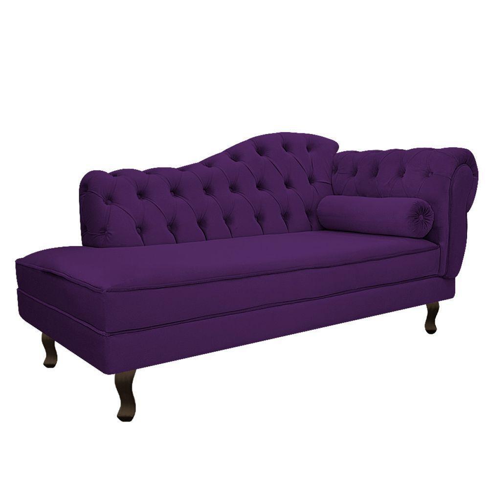 Kit Diva Recamier Diana 130Cm Lado Esquerdo E 02 Poltronas Julia Suede - Doce Sonho Móveis Roxo - 5