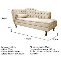 Kit Diva Recamier Diana 140Cm Lado Direito E 02 Poltronas Julia Corano - Doce Sonho Móveis Bege - 3