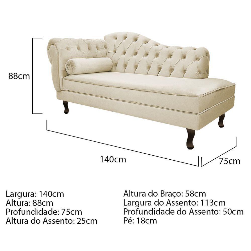 Kit Diva Recamier Diana 140Cm Lado Direito E 02 Poltronas Julia Suede - Doce Sonho Móveis Bege - 3
