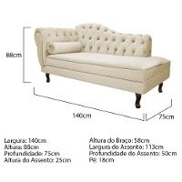 Kit Diva Recamier Diana 140Cm Lado Direito E 02 Poltronas Julia Suede - Doce Sonho Móveis Bege - 3