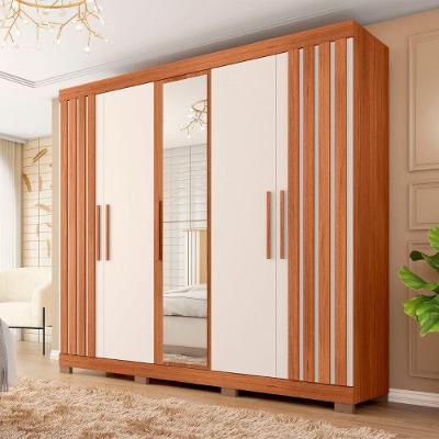 Guarda Roupa Casal Sophia Lux Com Espelhos 5 Portas Caemmun Freijo-off White