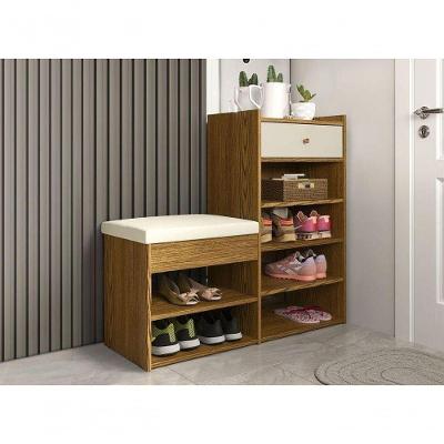 Sapateira Hall Cumuaru-offwhite 94,5cm em Madeira Branco com Gaveta Patrimar Móveis