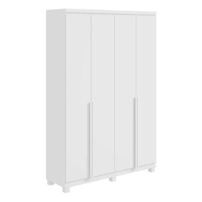 Guarda Roupa Solteiro Alonzo 4 Portas de Bater 2 Gavetas em MDF Branco Móveis Lopas