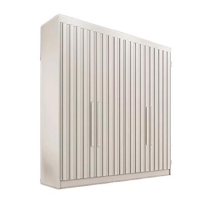 Guarda Roupa Casal Potente Ripado 4 Portas de Bater 3 Gavetas MDF Off White
