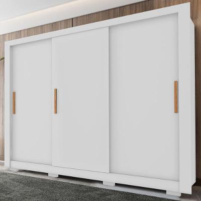 Guarda Roupa Casal Com 3 Portas 2 Gavetas 8 Pés Armo Branco