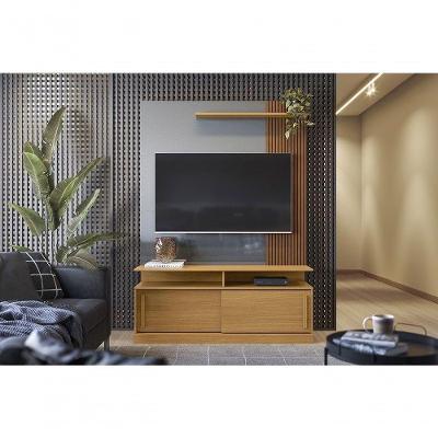Home para Tvs Até 55 Chicago 136cm Tauari Ripado Cinza Perolizado Lukaliam Móveis