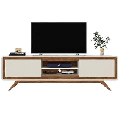 Rack para Tv Channel para Até 70 Polegadas 220cm em Mdf Nature e Off White com Pés Reto Fabrimóveis