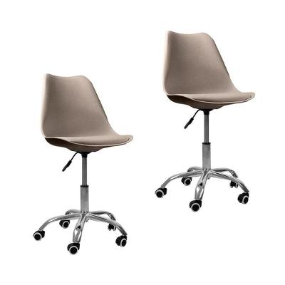 Kit 2 Cadeiras Office Com Rodízio Giratória Saarinen Bege