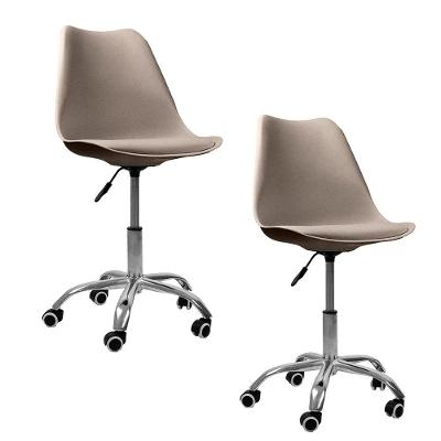 Kit 2 Cadeiras Saarinen Office Oficial Cromada Giratória