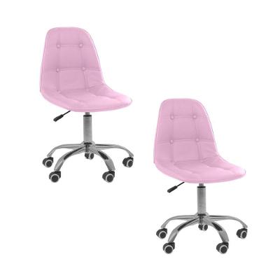 Kit 2 Cadeiras Oficial Office Eiffel Botonê Rosa