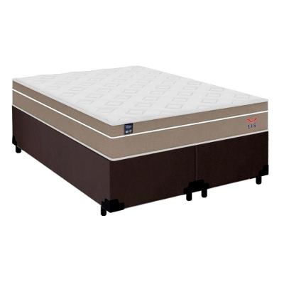 Cama Box Casal Bipartido Suede + Colchão Lis Molas Ensacadas Plumatex Marrom 138cm - Suporta Até 120 Kg Por Pessoa